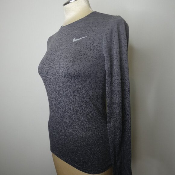 Nike Women's S Dri-Fit Long Sleeve Pullover Top Ombre Grey Stretch - Picture 2 of 6